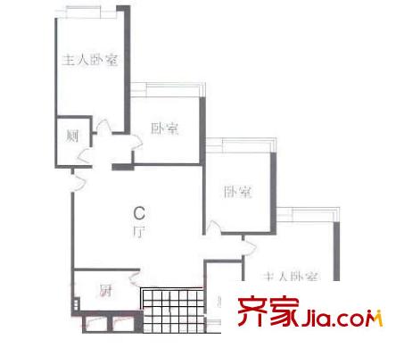 南天广场户型图4室1厅户型图 4室1厅2卫1厨