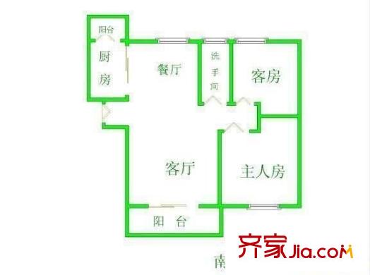 嘉裕丹顿阳光户型图2室2厅 户型图 2室2厅1卫1厨