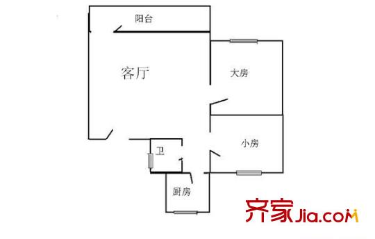 海珠沙园小区户型图2室1厅户型图 2室1厅1卫1厨