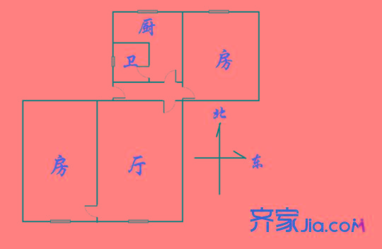 海珠沙园小区户型图2室1厅户型图 2室1厅1卫1厨