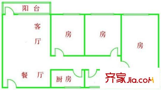 海珠沙园小区户型图3室2厅户型图 3室2厅1卫1厨