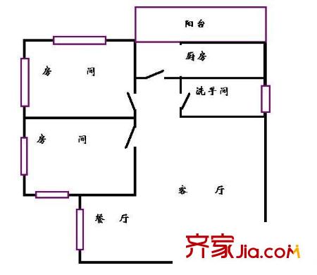 云苑新村户型图2室2厅户型图 2室2厅1卫1厨