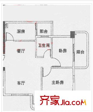 恒华阁户型图2室2厅户型图 2室2厅1卫1厨