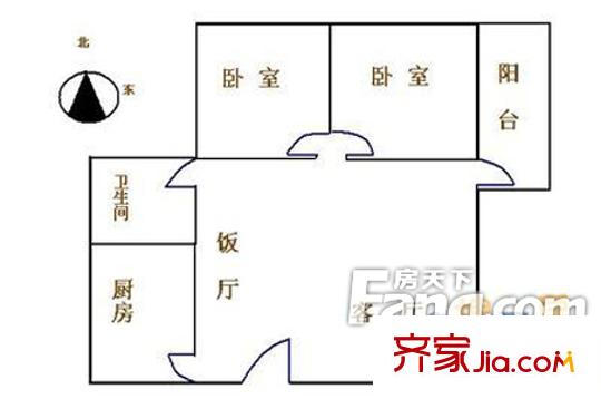 恒华阁户型图2室2厅户型图 2室2厅1卫1厨