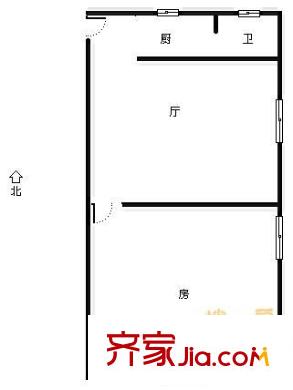 中山四路小区户型图1室1厅户型图 1室1厅1卫1厨