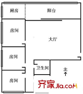 中山四路小区户型图4室1厅户型图 4室1厅1卫1厨