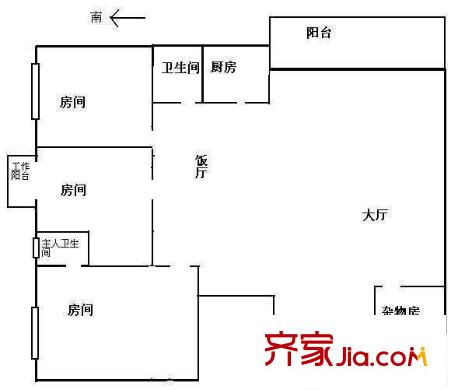 中山四路小区户型图4室2厅户型图 4室2厅2卫1厨