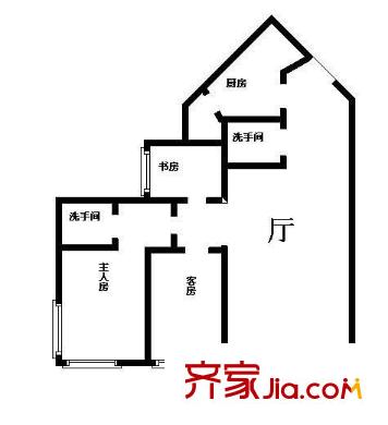 中海锦苑户型图3室1厅户型图 3室1厅2卫1厨
