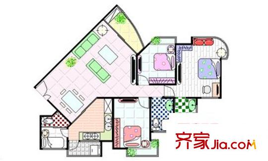 中海锦苑户型图4室2厅户型图 4室2厅3卫1厨