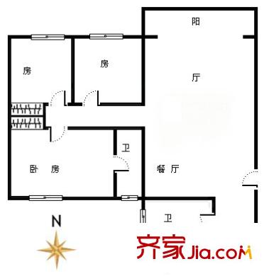 金富苑户型图3室2厅户型图 3室2厅2卫1厨