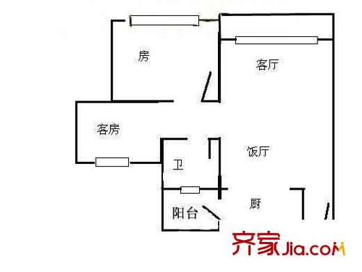 自由心岸户型图2室2厅户型图 2室2厅1卫1厨