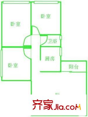 南珠广场户型图3室1厅户型图 3室1厅1卫1厨