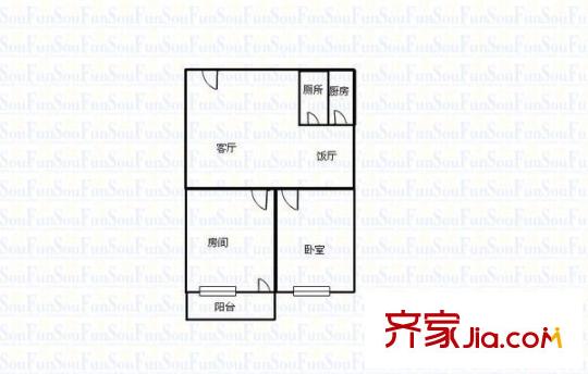 冠军小区户型图2室2厅户型图 2室2厅1卫1厨