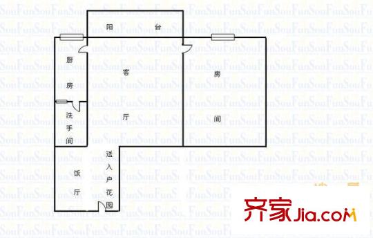 南珠广场户型图1室2厅户型图 1室2厅1卫1厨