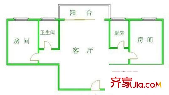 南珠广场户型图2室1厅户型图 2室1厅1卫1厨