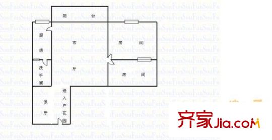 南珠广场户型图2室2厅户型图 2室2厅1卫1厨