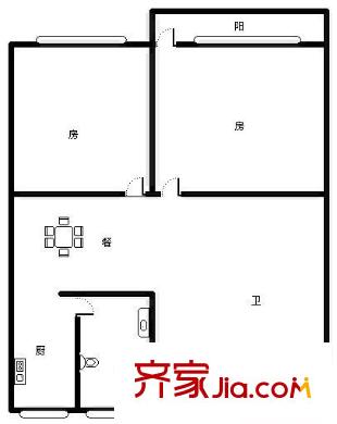 冠军小区户型图2室2厅户型图 2室2厅1卫1厨