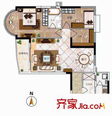 逸景翠园御景轩户型图3室2厅 户型图 3室2厅2卫1厨