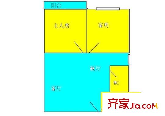 光华大厦户型图2室2厅户型图 2室2厅1卫1厨