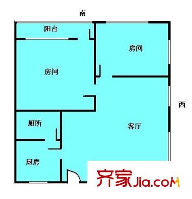 六榕路小区户型图2室1厅户型图 2室1厅1卫1厨