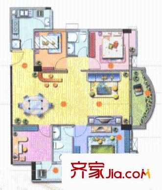 豪景花园户型图4室2厅2卫1厨