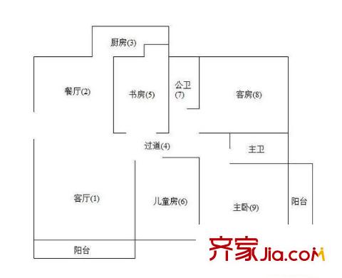 东晖花园户型图4室2厅户型图 4室2厅2卫1厨