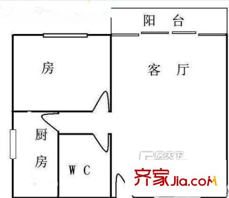 新河浦小区户型图1室1厅 户型图