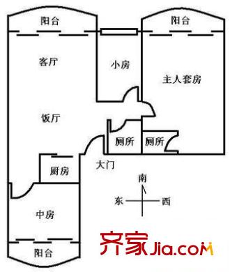 新河浦小区户型图3室2厅户型图 3室2厅2卫1厨