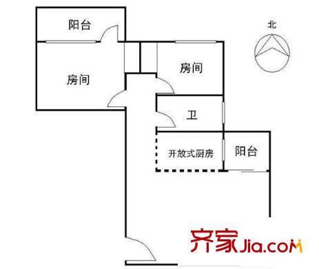 南园居教师村户型图2室1厅户型图 2室1厅1卫1厨