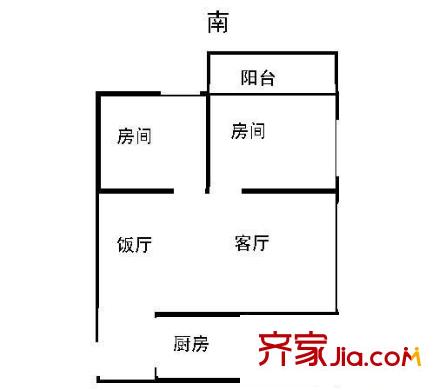 南园居教师村户型图2室1厅户型图 2室1厅1卫1厨