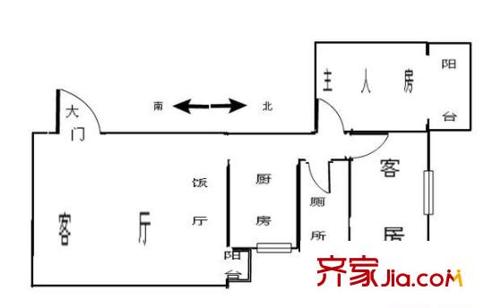 南园居教师村户型图2室2厅户型图 2室2厅1卫1厨