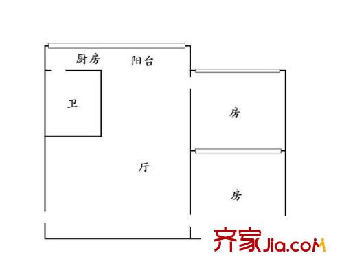 建设二马路小区户型图2室1厅户型图 2室1厅1卫1厨