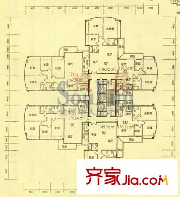 海景花园户型图龙柏阁C栋平面户型