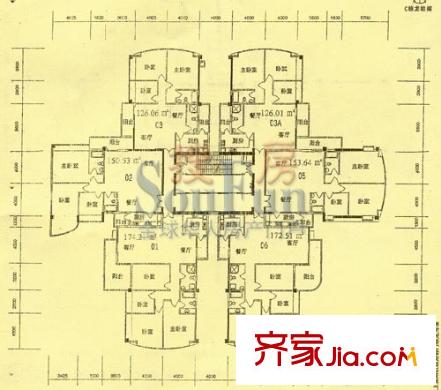 海景花园户型图龙涛阁B栋平面户型