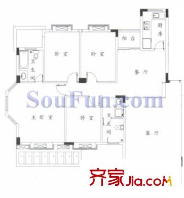 新康花园户型图康乐苑G 4室2厅2卫1厨