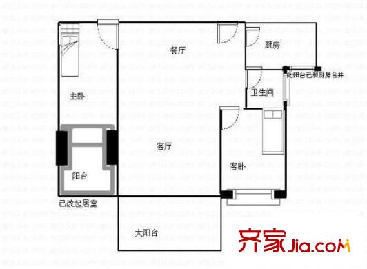 新康花园户型图2室2厅户型图 2室2厅1卫1厨