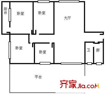 海印苑户型图4室2厅户型图 4室2厅2卫1厨