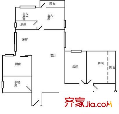 海印苑户型图5室2厅户型图 5室2厅2卫1厨