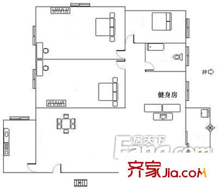 东兴小区户型图3室2厅户型图 3室2厅1卫1厨