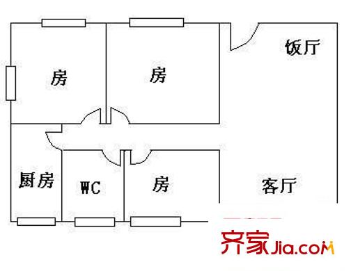 东兴小区户型图3室2厅户型图 3室2厅1卫1厨