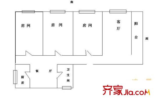东兴小区户型图3室2厅户型图 3室2厅1卫1厨