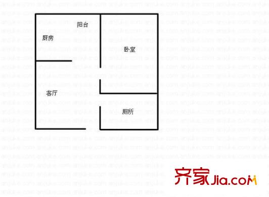 珠江新岸公寓户型图1室1厅户型图 1室1厅1卫1厨