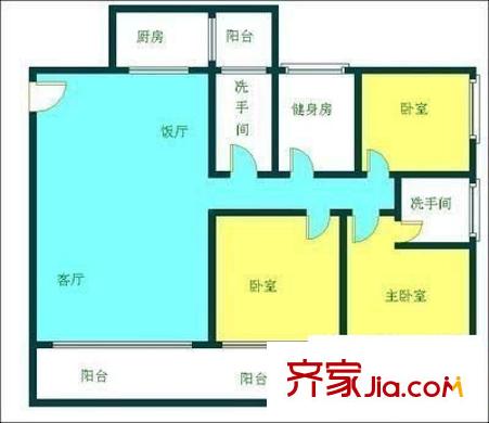 富力千禧花园三期户型图4室2厅户型图 4室2厅2卫1厨