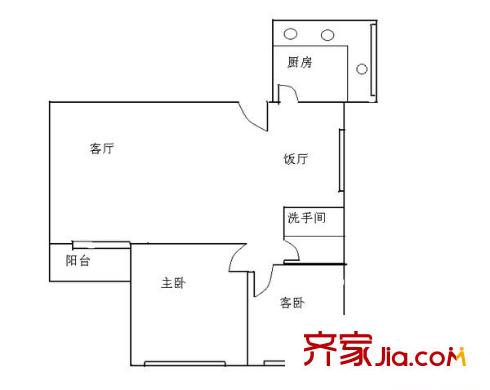骏景花园北苑户型图2室2厅户型图 2室2厅1卫1厨
