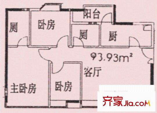 漾晴居三房户型图