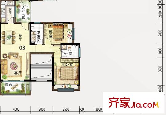 深业城45栋03单元 2室2厅2卫1厨