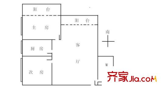 德政中路小区户型图2室1厅户型图 2室1厅1卫1厨