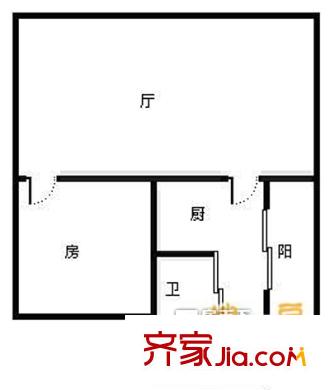 越秀东园新村户型图2室1厅户型图 2室1厅1卫1厨