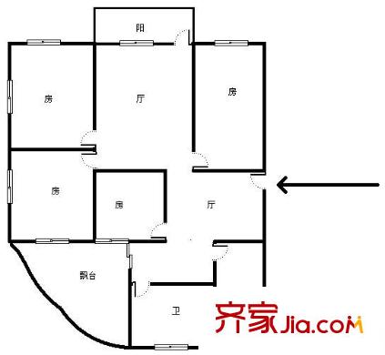 华侨新村户型图4室2厅户型图 4室2厅1卫1厨
