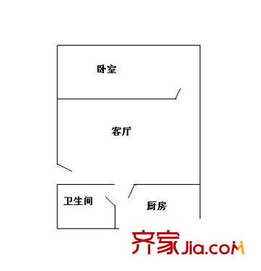 万艺广场户型图1室1厅户型图 1室1卫1厨